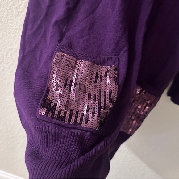 NWT Serena Williams Purple Sequin Cardigan 2X Long Sleeve Sparkle Glam Layering - Picture 2 of 10